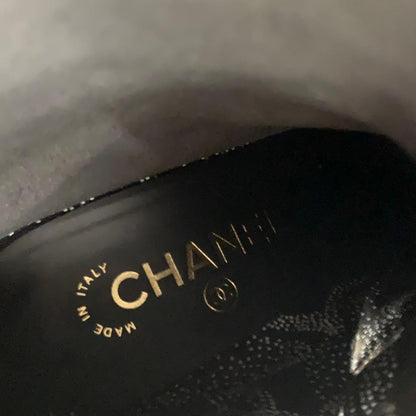Chanel Calfskin CC Logo Camellia Clover Heart Charm Boots — view 7
