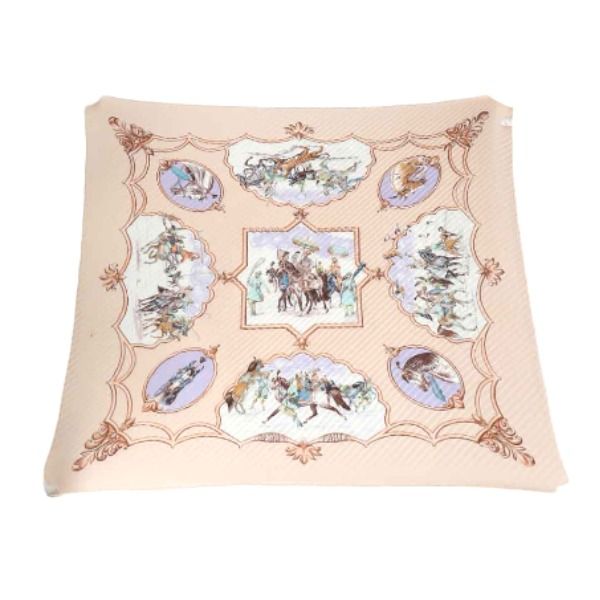 Hermes Pleated Carré Pleated Scarf Mughal Dynasty Horse Scarf Hermes Pink Beige