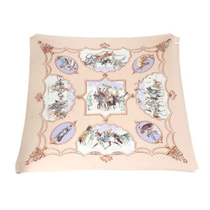 Hermes Pleated Carré Pleated Scarf Mughal Dynasty Horse Scarf Hermes Pink Beige