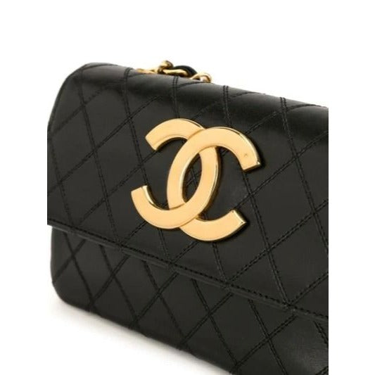 CHANEL CC Vintage Single Flap Bag Large Coco Quilted Chain Shoulder