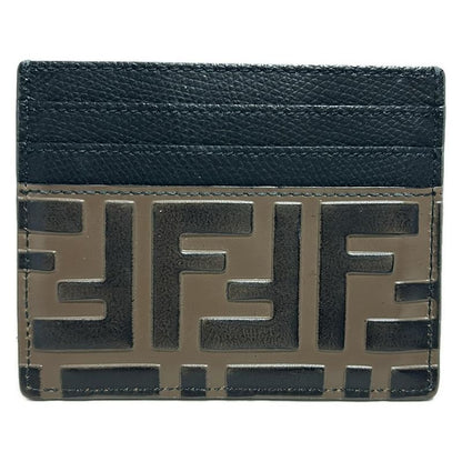 Fendi Card Case Zucca Pattern 8m0269 Dark Brown And Black Shape Stamped Leather