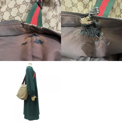 Gucci Shoulder Bag 189751 Shree Line GG Canvas Beige Silver Hardware Crossbody