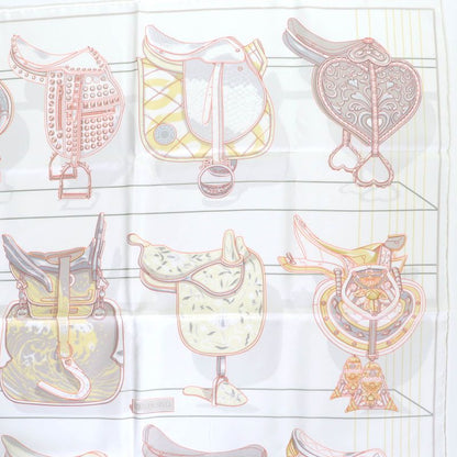 Hermes 2025 Carre Geant Carre 90 All In The Saddle 100% Silk White/jeanne