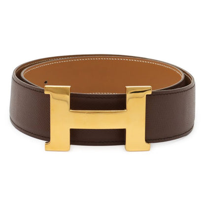 Hermes Constance H Belt Large Size Reversible Courchevel Box Calf Leather Brown