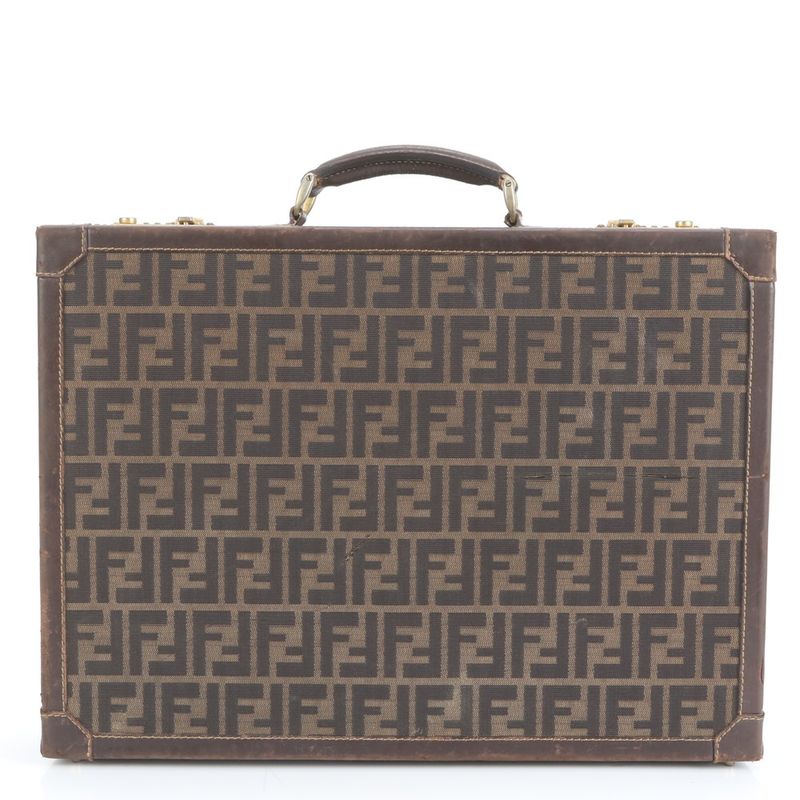 Vintage Fendi Zucca Leather Attache Case Hard Case Business Briefcase Business