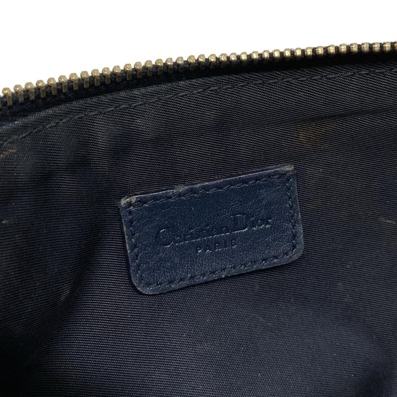 Dior/christian Dior Handbag Saddle Pouch Navy And Ivory Leather