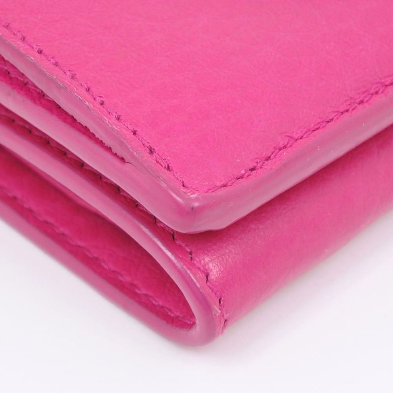 Balenciaga Paper Mini 391446 Leather Pink Women's Trifold Wallet