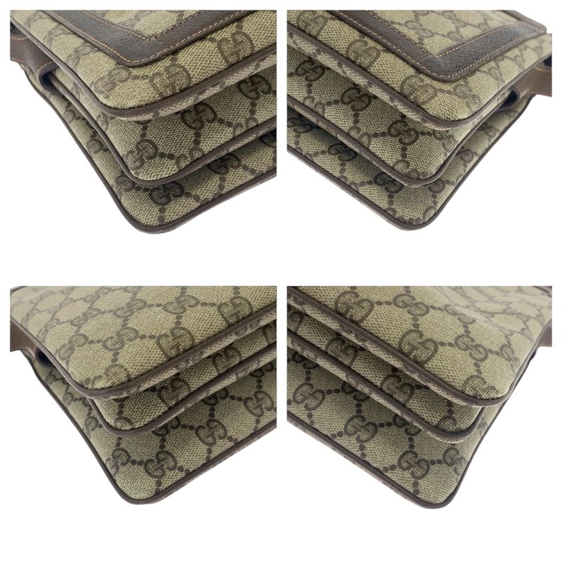 Gucci Vintage Old Gucci Sherry Line Beige Brown GG Supreme Canvas 001 16 4085