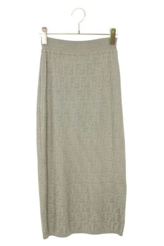 Fendi Fzq598 ABWQ Zucca Pattern Knit Long Skirt Women 38
