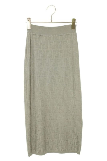Fendi Fzq598 ABWQ Zucca Pattern Knit Long Skirt Women 38