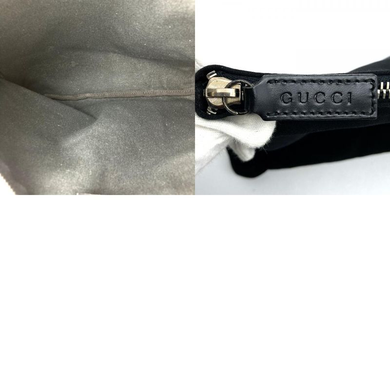 Gucci 012 8657 Boston Bag Black Nylon Sherry Line With Pouch