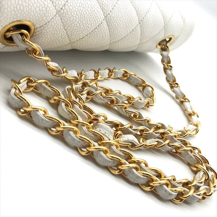 Chanel CC Logo Quilted Caviar Leather Diana Gold Chain Shoulder Bag