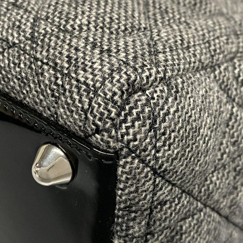 Dior/christian Dior Handbag Lady Dior Large Bag Gray And Black Wool Leather