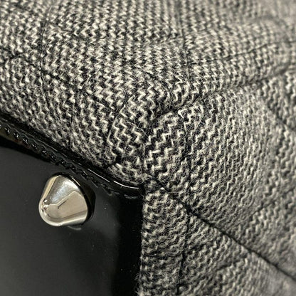 Dior/christian Dior Handbag Lady Dior Large Bag Gray And Black Wool Leather