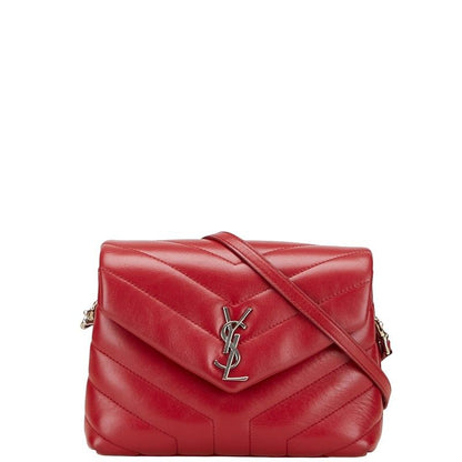 Saint Laurent YSL Logo Lou Lou Toy Bag 467072 Wine Red Leather Women Saint