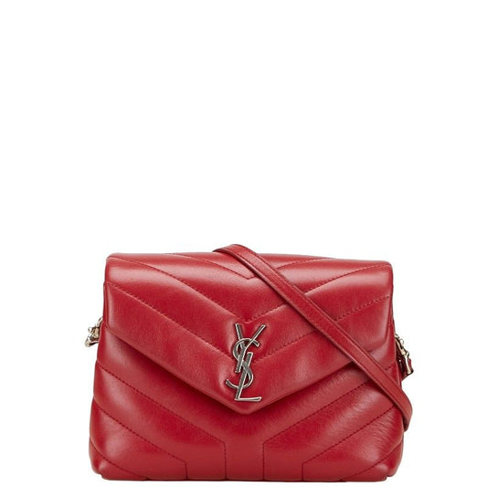 Saint Laurent YSL Logo Lou Lou Toy Bag 467072 Wine Red Leather Women Saint