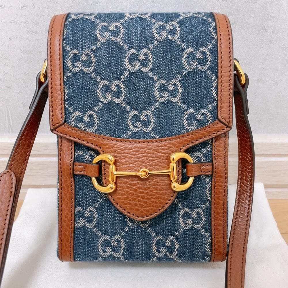 Gucci Horsebit Denim Shoulder Bag GG Mini — view 2