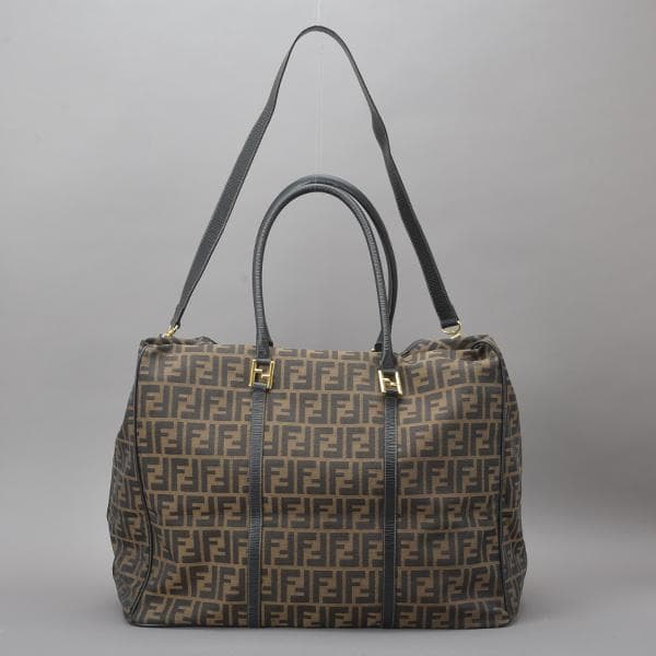 ◇fendi Zucca Boston Bag 2WAY Shoulder With Key Jacquard Brown
