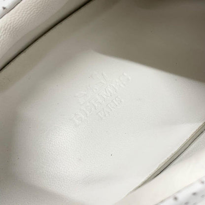 Hermes Day Leather Perforated Kelly Sneakers White — view 7