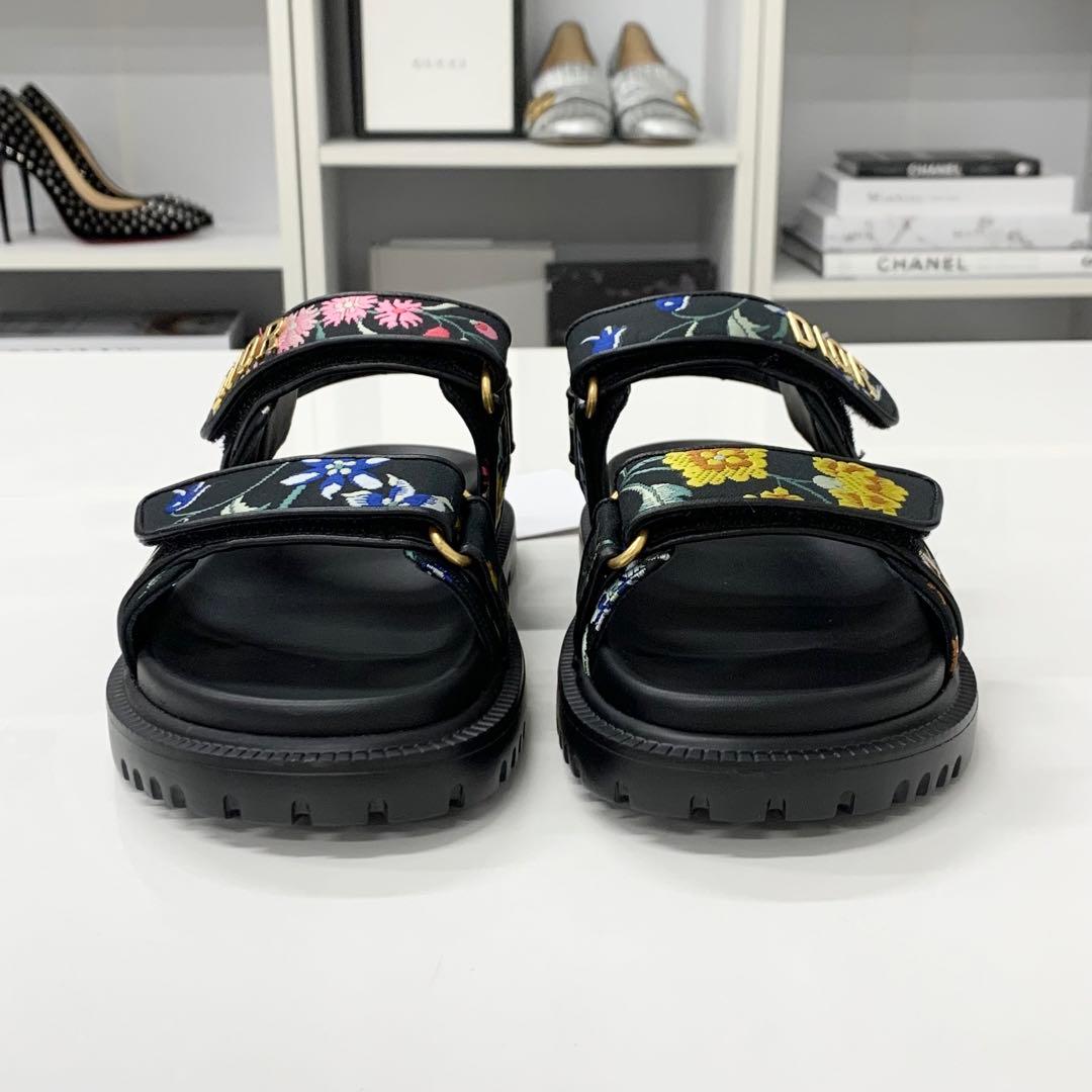 Dior Dio le Act Floral Pattern Embroidered Velcro Sandals — view 4
