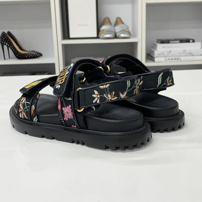 Dior Dio le Act Floral Pattern Embroidered Velcro Sandals — view 5