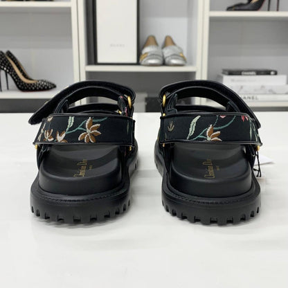 Dior Dio le Act Floral Pattern Embroidered Velcro Sandals — view 6