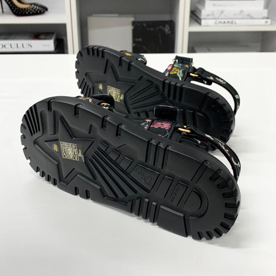 Dior Dio le Act Floral Pattern Embroidered Velcro Sandals — view 7