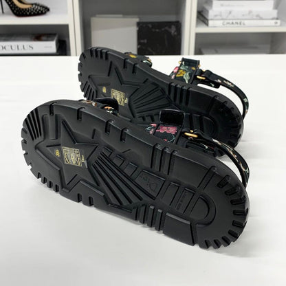 Dior Dio le Act Floral Pattern Embroidered Velcro Sandals — view 7