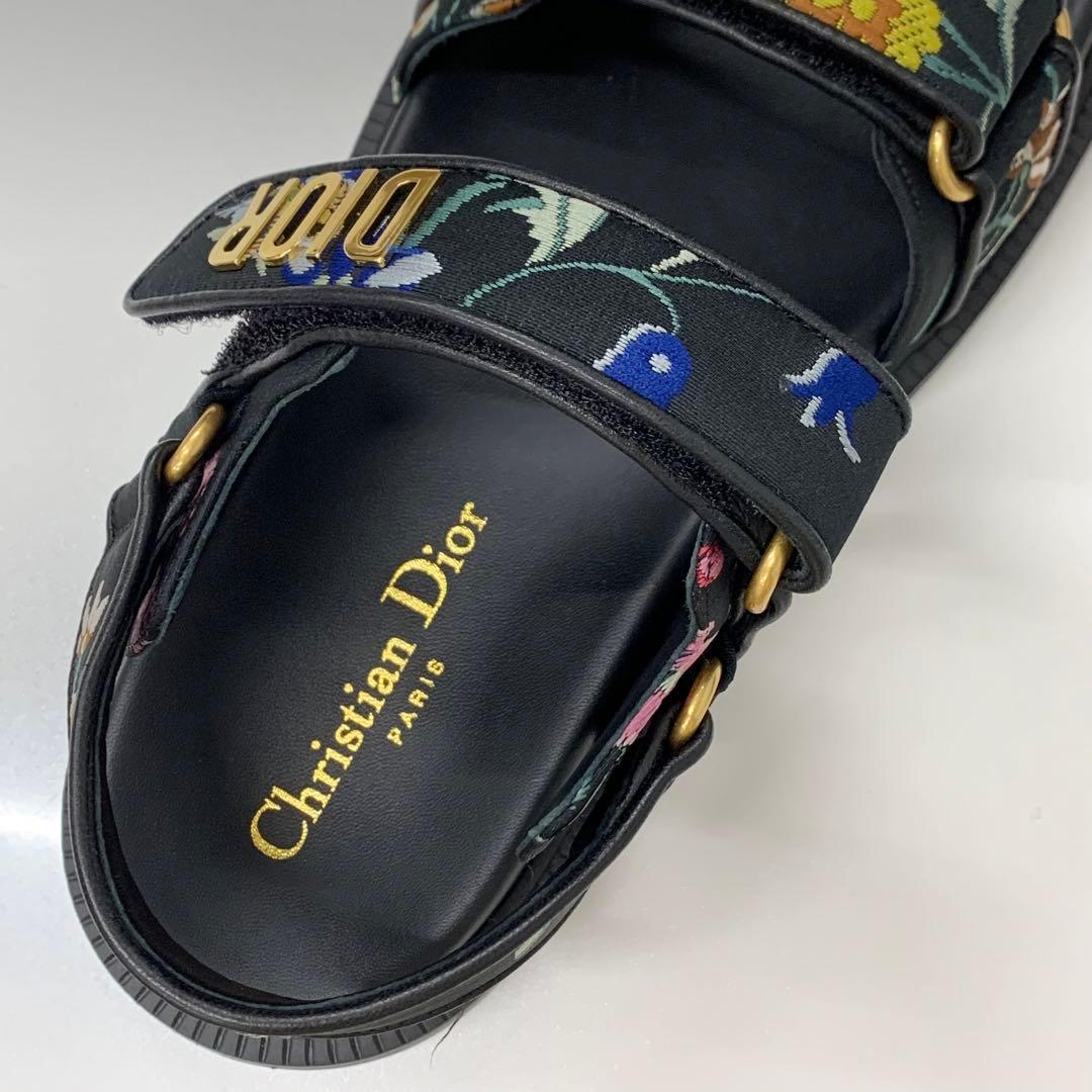 Dior Dio le Act Floral Pattern Embroidered Velcro Sandals — view 8