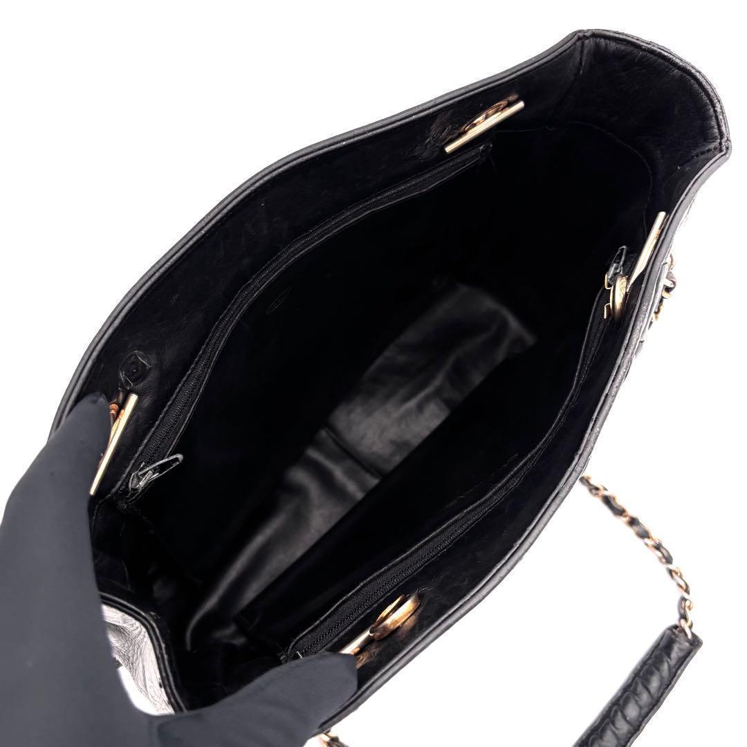 Chanel Quilted Tote Bag Chain Lambskin Black — view 3