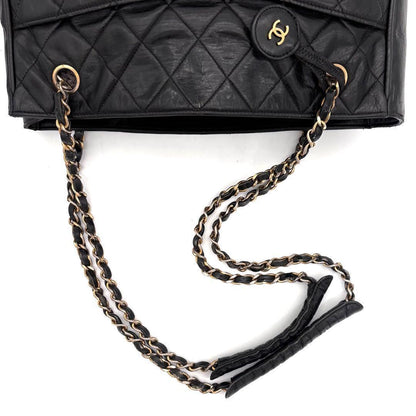 Chanel Quilted Tote Bag Chain Lambskin Black — view 5
