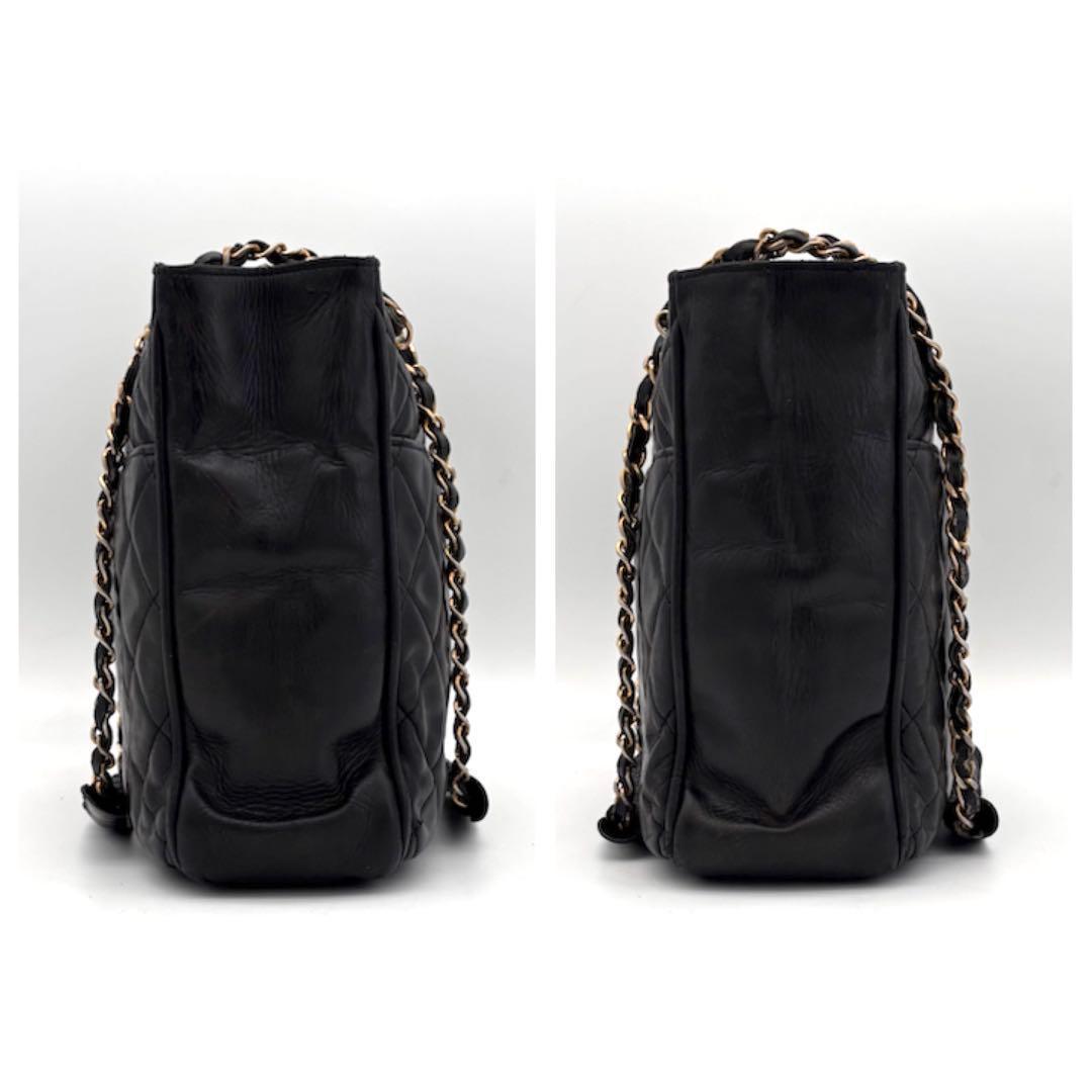 Chanel Quilted Tote Bag Chain Lambskin Black — view 6