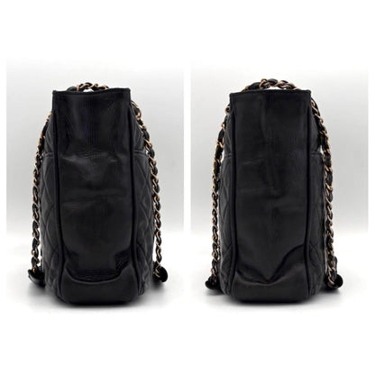 Chanel Quilted Tote Bag Chain Lambskin Black — view 6