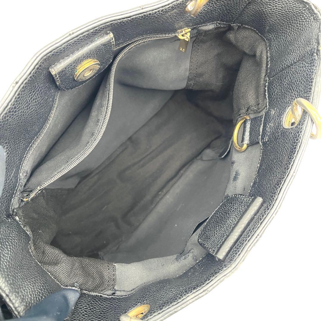 Chanel Quilted Petite Shopping Tote PST Caviar Leather Black — view 3