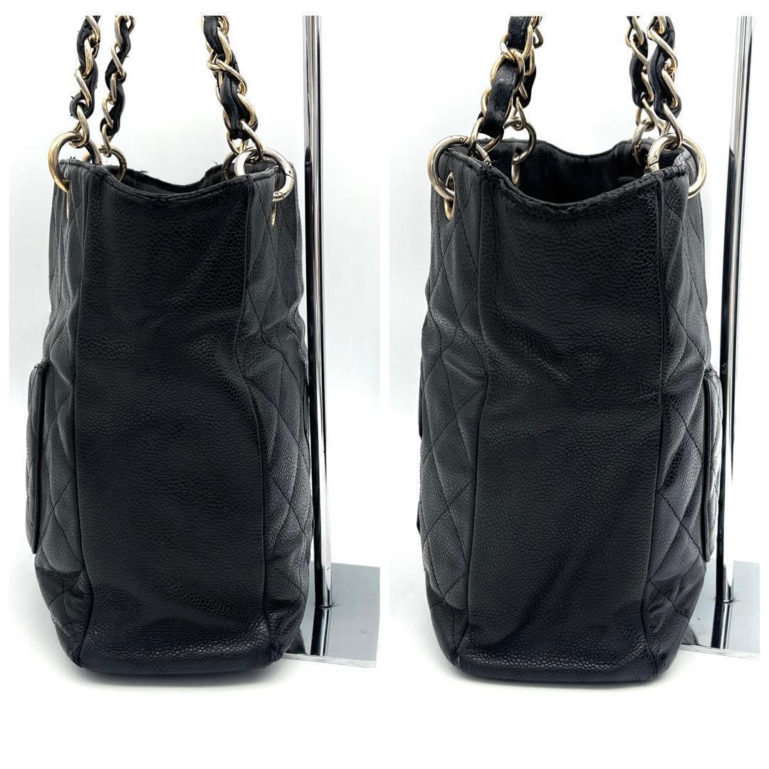 Chanel Quilted Petite Shopping Tote PST Caviar Leather Black — view 6