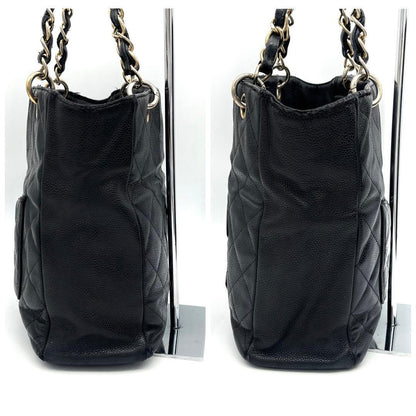 Chanel Quilted Petite Shopping Tote PST Caviar Leather Black — view 6