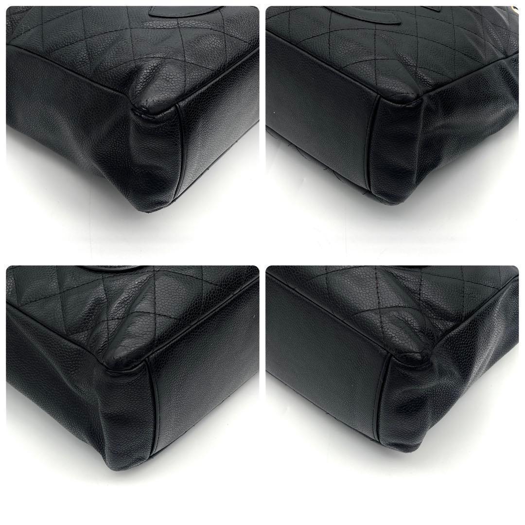 Chanel Quilted Petite Shopping Tote PST Caviar Leather Black — view 7