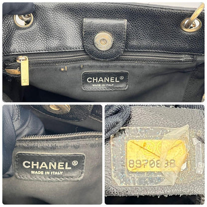 Chanel Quilted Petite Shopping Tote PST Caviar Leather Black — view 9