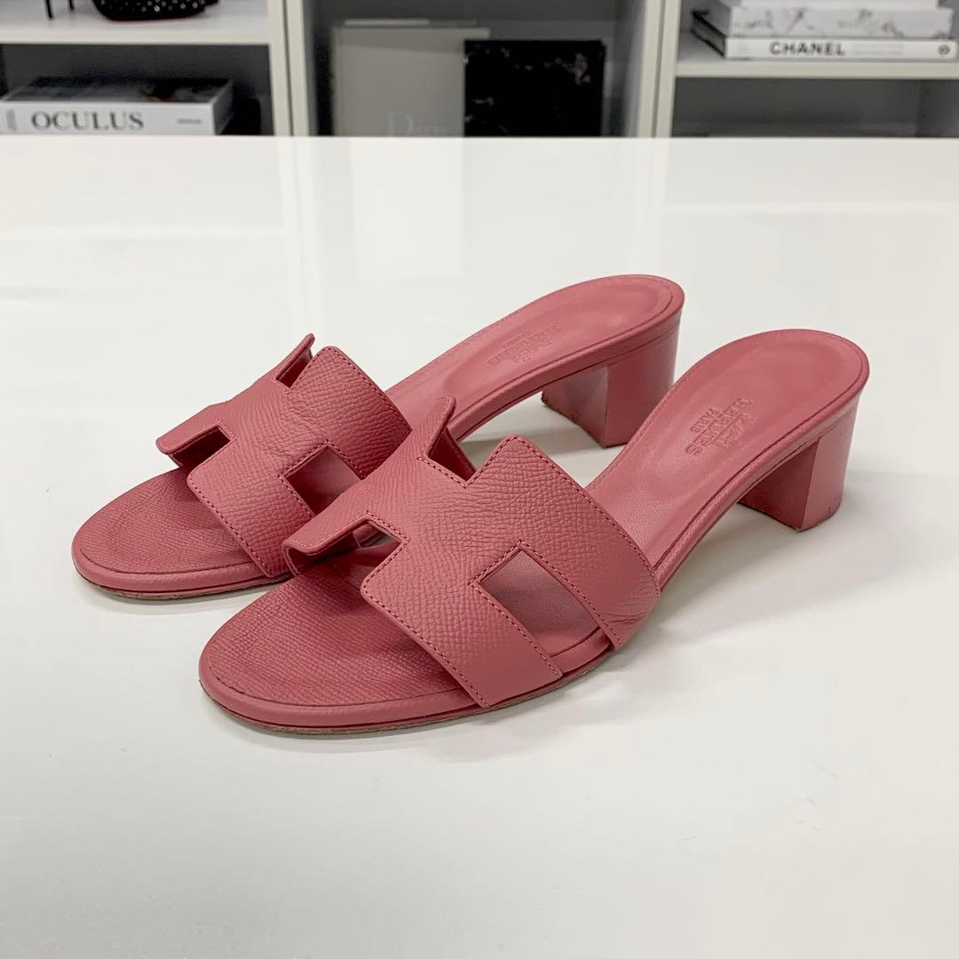 Hermes Oasis Leather Sandals Pink — view 3