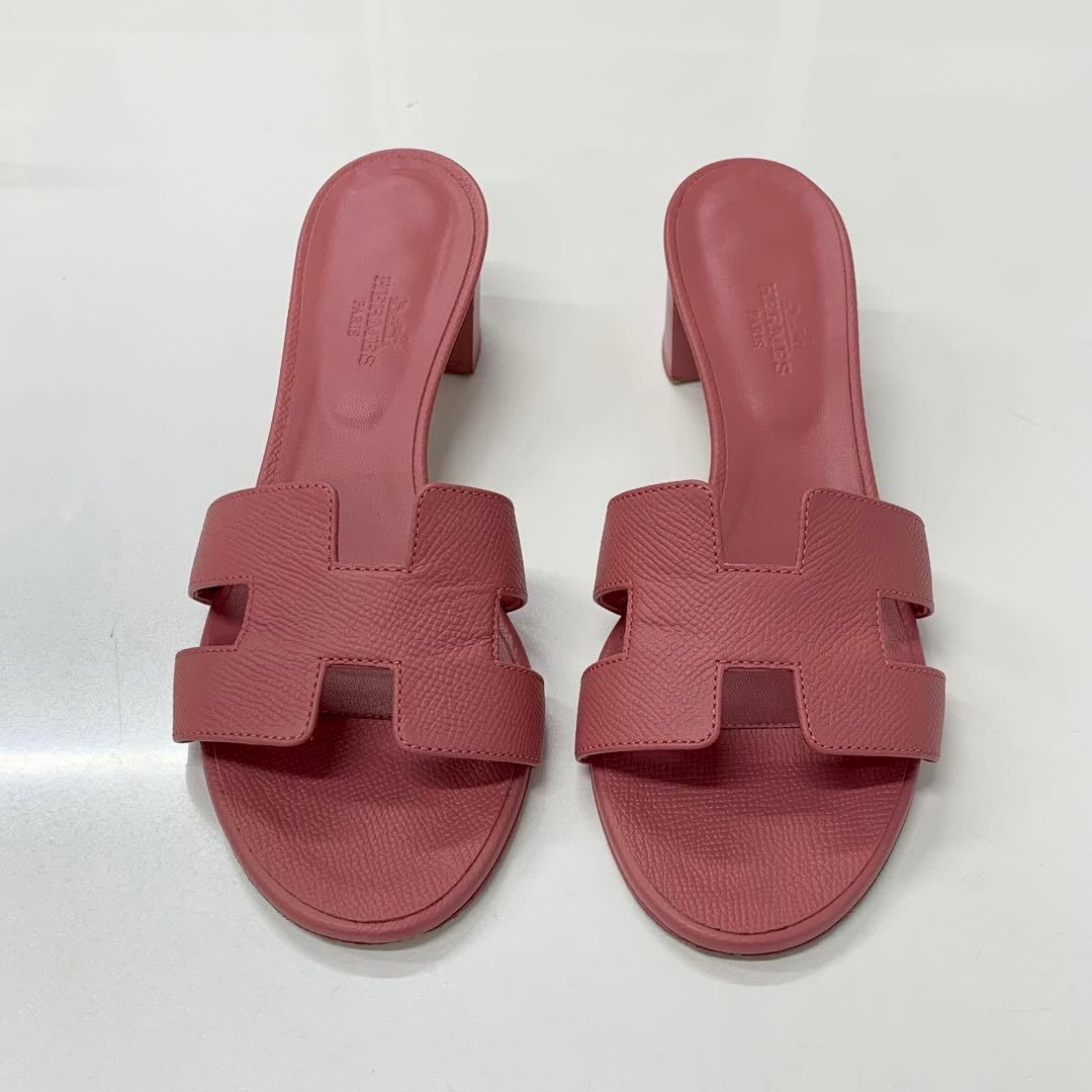 Hermes Oasis Leather Sandals Pink — view 4