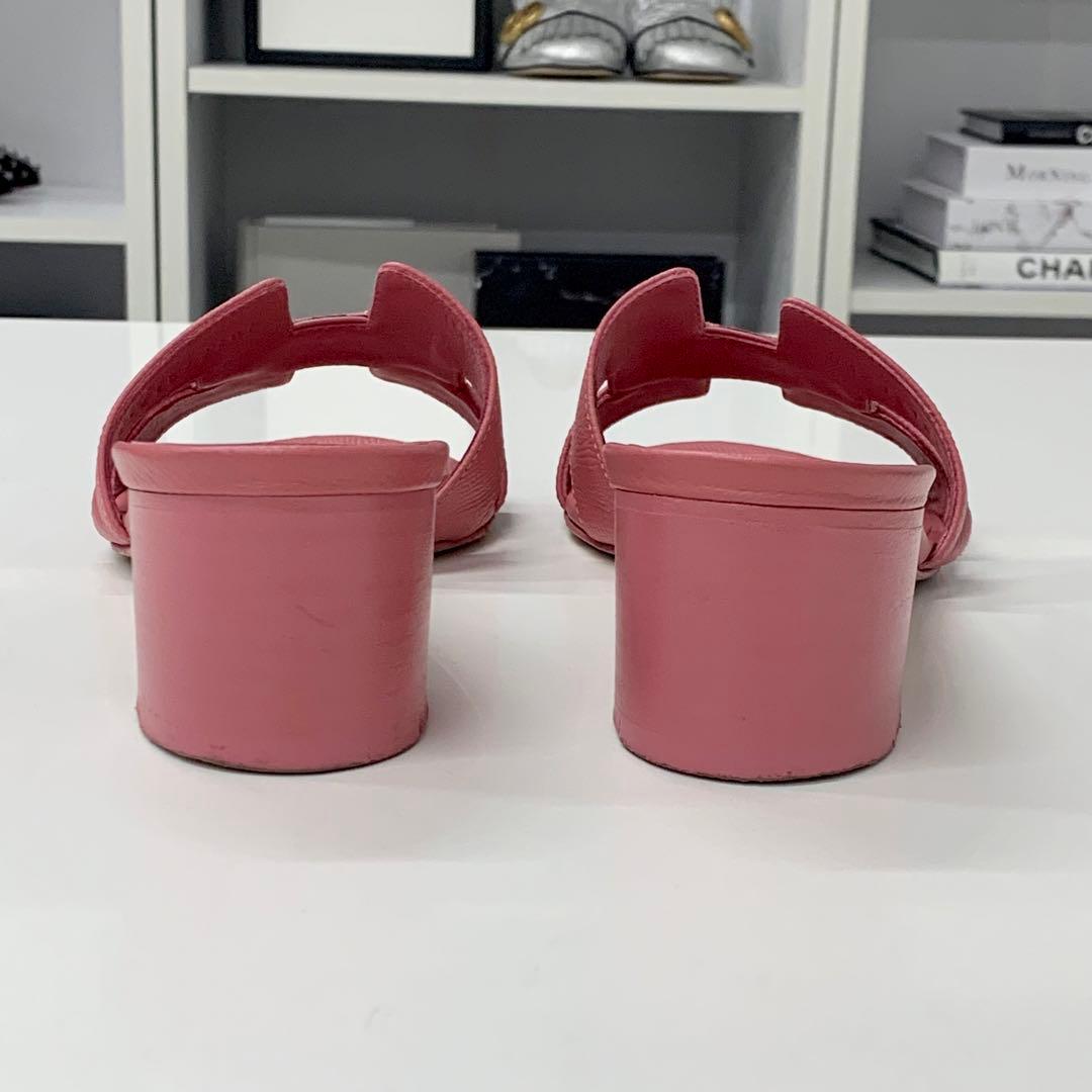 Hermes Oasis Leather Sandals Pink — view 6