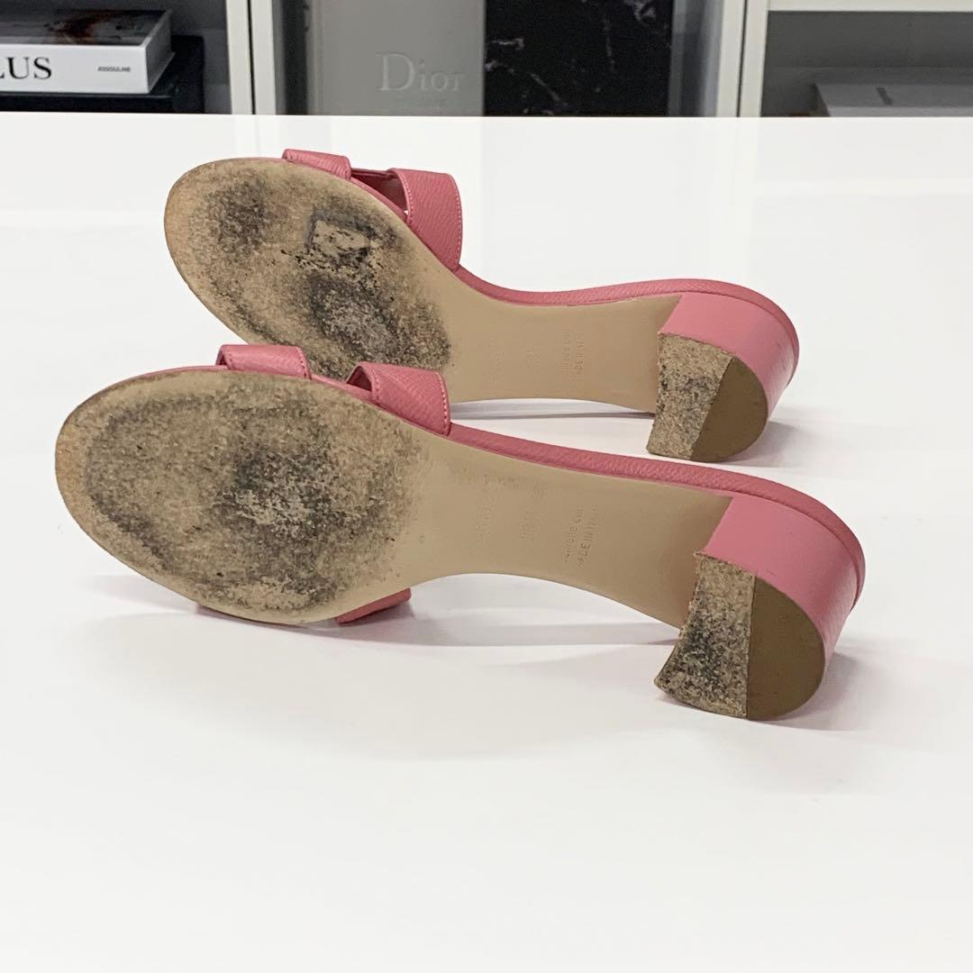 Hermes Oasis Leather Sandals Pink — view 7