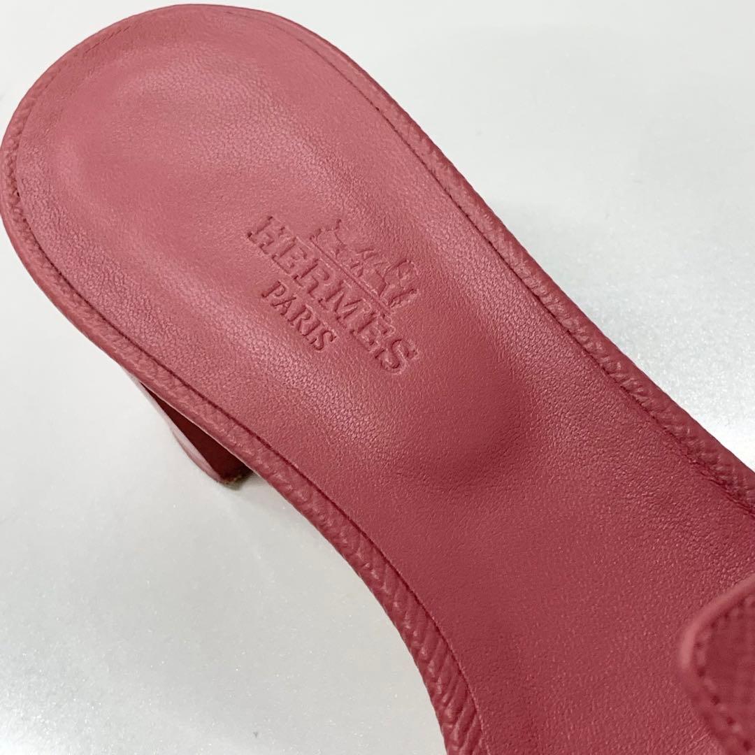 Hermes Oasis Leather Sandals Pink — view 8