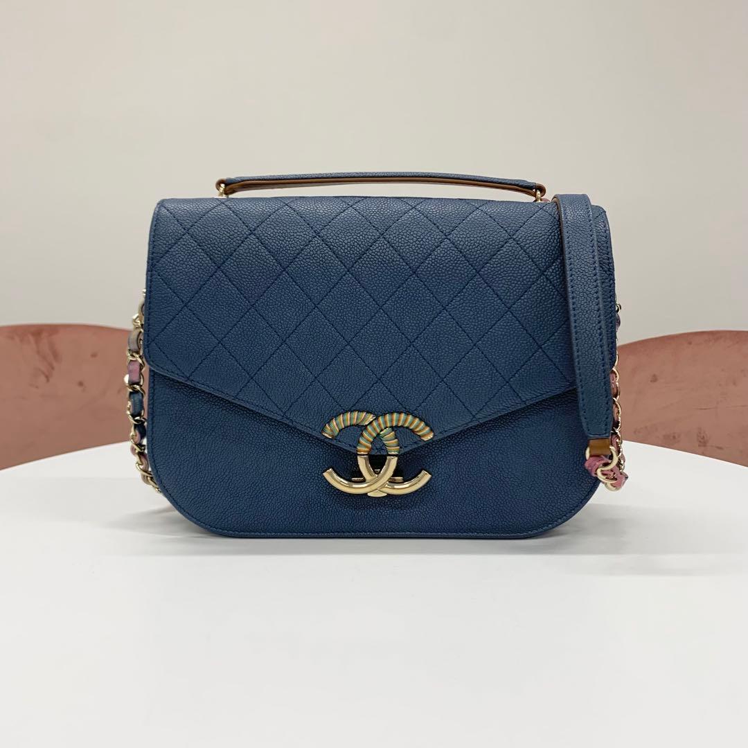 Chanel Half CC Logo Quilted Caviar Leather Shoulder Bag