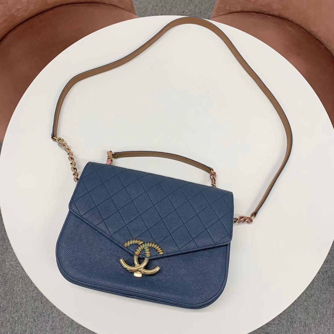 Chanel Half CC Logo Quilted Caviar Leather Shoulder Bag — view 5