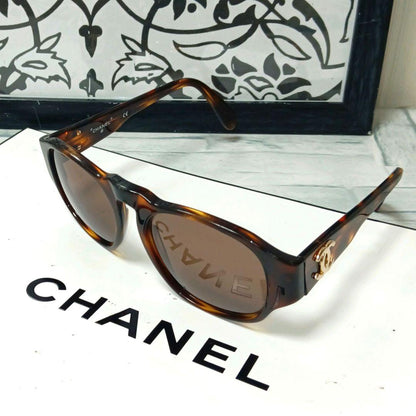 Chanel Sunglasses Tortoiseshell CC Logo Gold Brown Eyewear