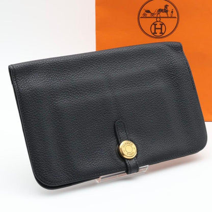 Hermes Dogon GM Taurillon Black Gold Wallet