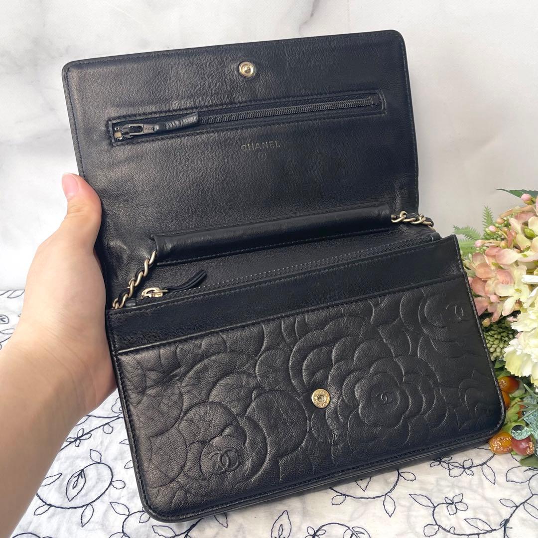 Chanel Chain Wallet Camellia Black — view 8