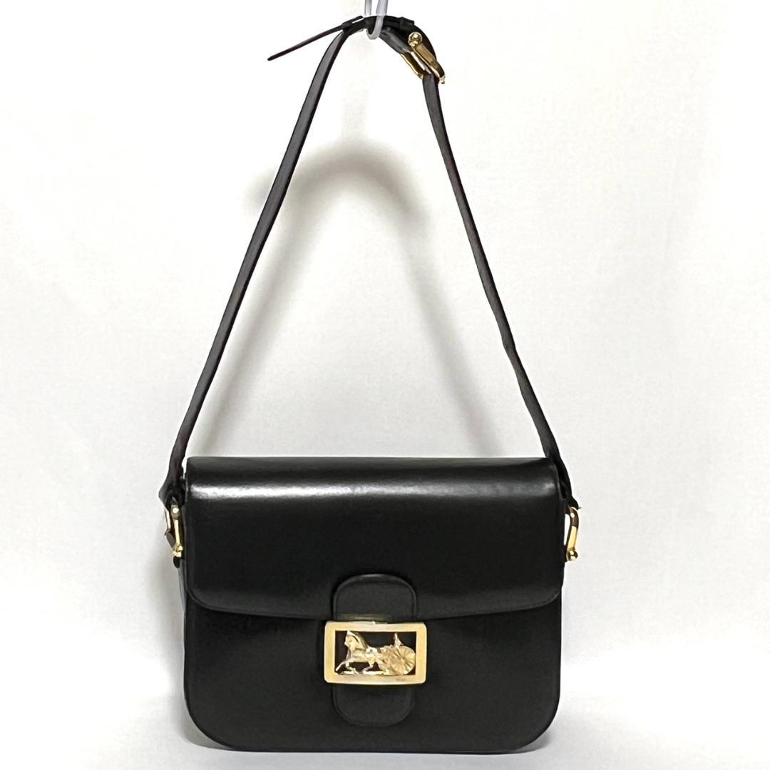 Celine Vintage Carriage Hardware Leather Shoulder Bag Hb02235