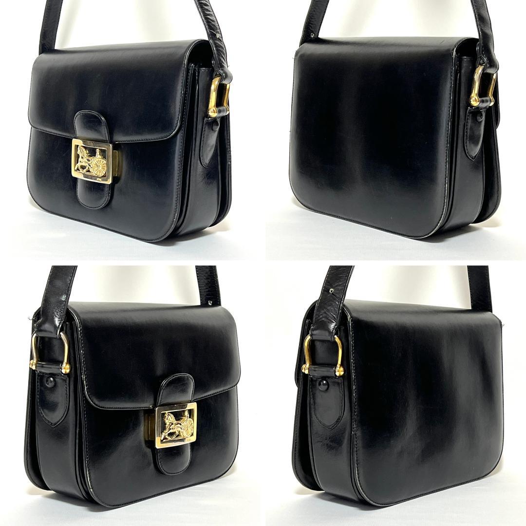 Celine Vintage Carriage Hardware Leather Shoulder Bag Hb02235
